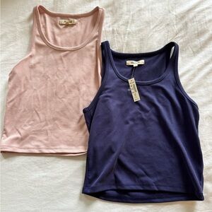 NWT madewell 2 basic tanks-navy/pink